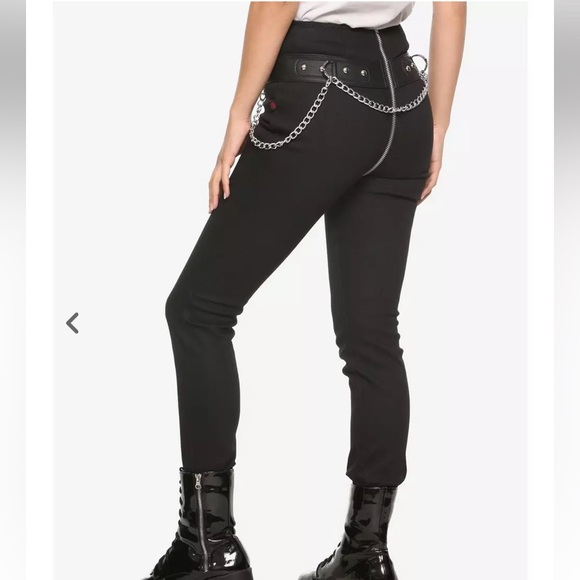 Royal Bones 7 Tripp NYC chain jeans 8 women’s black skinny full zipper goth 0615 - Picture 1 of 14